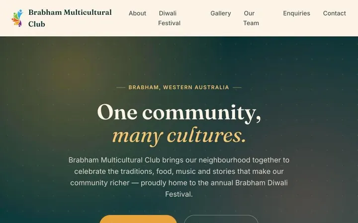 Brabham Multicultural Club website homepage